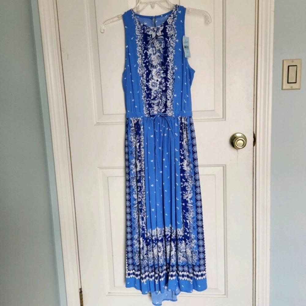 NWT blue print maxi sundress - loft - size XS petite